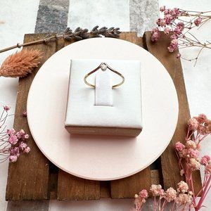 Tiny Rainbow Bello Opal Gold Chevron Stacking Ring | 14k Gold Filled